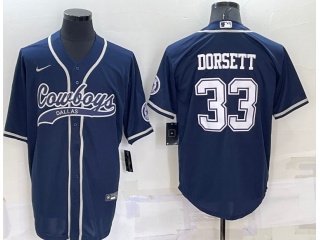 Dallas Cowboys #33 Tony Dorsett Baseball Jersey Blue