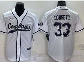 Dallas Cowboys #33 Tony Dorsett Baseball Jersey White