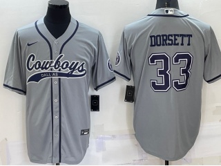 Dallas Cowboys #33 Tony Dorsett Baseball Jersey Grey