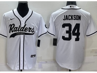 Las Vegas Raiders #34 Bo Jackson Baseball Jersey White