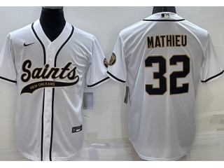 New Orleans Saints #32 Tyrann Mathieu Baseball Jersey White