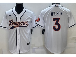 Denver Broncos #3 Russell Wilson Baseball Jersey White 