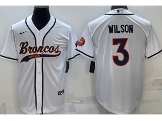 Denver Broncos #3 Russell Wilson Baseball Jersey White