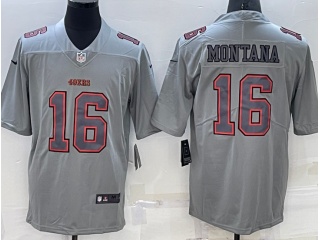 San Francisco 49ers #16 Joe Montana Atmosphere Jersey Grey