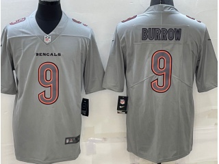 Cincinnati Bengals #9 Joe Burrow Atmosphere Jersey Grey