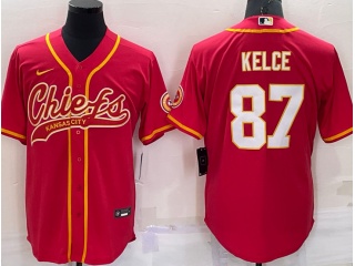 Kansas City Chiefs #87 Travis Kelce Baseball Jersey Red 