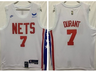 Nike Brooklyn Nets #7 Kevin Durant White Throwback Jersey White