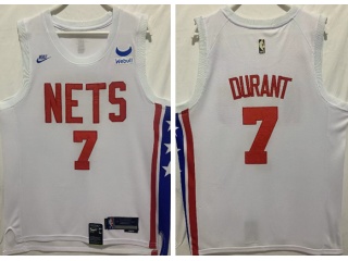 Nike Brooklyn Nets #7 Kevin Durant White Throwback Jersey White