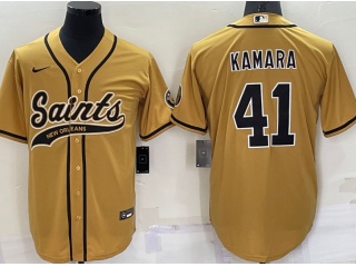 New Orleans Saints #41 Alvin Kamara Baseball Jersey Gold