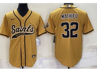 New Orleans Saints #32 Mathieu Baseball Jersey Gold