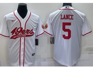 San Francisco 49ers #5 Trey Lance Baseball Jersey White 