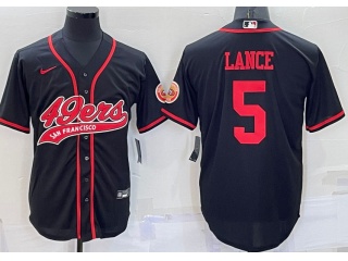 San Francisco 49ers #5 Trey Lance Baseball Jersey Black