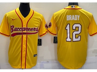 Tampa Bay Buccaneers #12 Tom Brady Baseball Jersey Yellow 