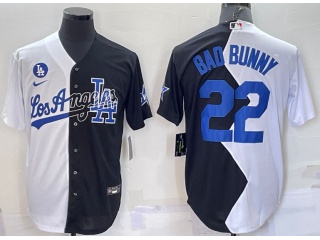 Nike Los Angeles Dodgers #22 Bad Bunny Split Cool Base Jersey White Black 