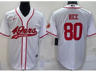 San Francisco 49ers #80 Jerry Rice Baseball Jersey White