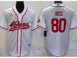 San Francisco 49ers #80 Jerry Rice Baseball Jersey White 