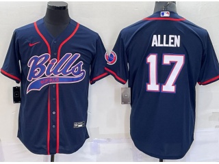 Buffalo Bills #17 Josh Allen Baseball Jersey Dark Blue