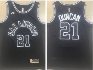 Nike San Antonio Spurs #21 Tim Duncan Throwback Jersey Black