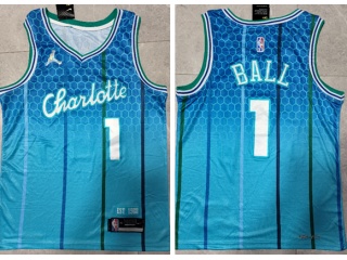 Jordan Charlotte Hornets #1 Lamelo Ball 2021-22 City 75th Edition Jersey Teal