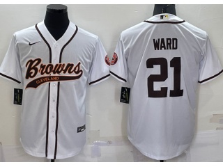 Cleveland Browns #21 Denzel Ward Baseball Jersey White