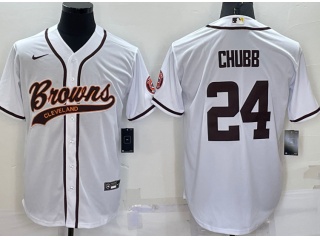 Cleveland Browns #24 Nick Chubb Baseball Jersey White