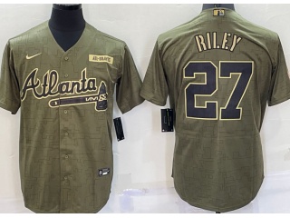 Nike Atlanta Braves #27 Austin Riley  Salute To Service Jersey Green