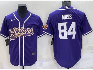 Minnesota Vikings #84 Randy Moss Baseball Jersey Purple