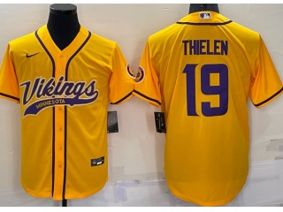 Minnesota Vikings #19 Adam Thielen Baseball Jersey Yellow