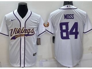 Minnesota Vikings #84 Randy Moss Baseball Jersey White