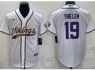 Minnesota Vikings #19 Adam Thielen Baseball Jersey White 