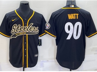 Pittsburgh Steelers #90 T.J. Watt Baseball Jersey Black