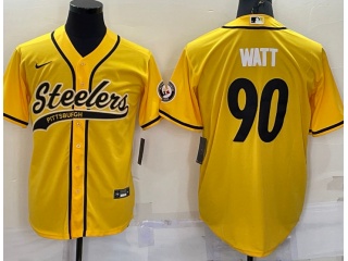 Pittsburgh Steelers #90 T.J. Watt Baseball Jersey Yellow