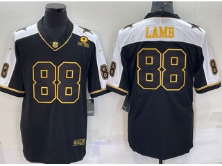 Dallas Cowboys #88 CeeDee Lamb Thanksgiving With Golden Number Limited Jersey Blue