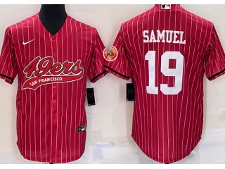 San Francisco 49ers #19 Deebo Samuel Pinstrip Baseball Jersey Red 