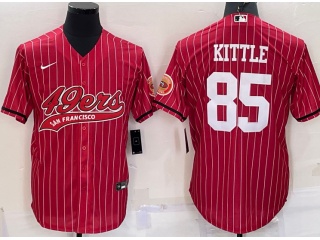 San Francisco 49ers #85 George KittlePinstrip Baseball Jersey Red