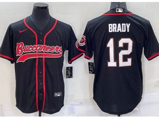 Tampa Bay Buccaneers #12 Tom Brady Baseball Jersey Black