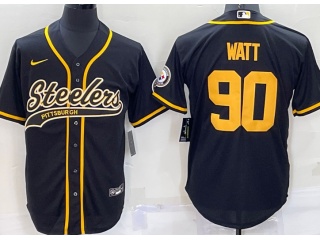 Pittsburgh Steelers #90 T.J. Watt Color Rush Baseball Jersey Black