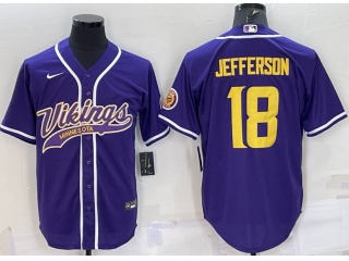 Minnesota Vikings #18 Justin Jefferson Color Rush Baseball Jersey Purple