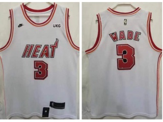 Nike Miami Heat #3 Dwyane Wade Throwback Jersey White