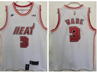 Nike Miami Heat #3 Dwyane Wade Throwback Jersey White 