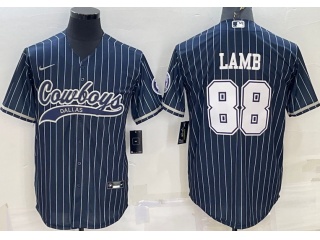 Dallas Cowboys #88 CeeDee Lamb Pinstrip Cool Base Jersey Blue 