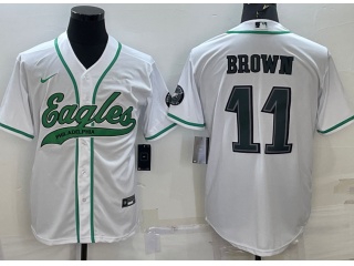  Philadelphia Eagles #11 Aj Brown Baseball Jersey White 