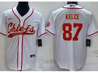 Kansas City Chiefs #87 Travis Kelce Baseball Jersey White