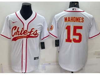 Kansas City Chiefs #15 Patrick Mahomes Baseball Jersey White 