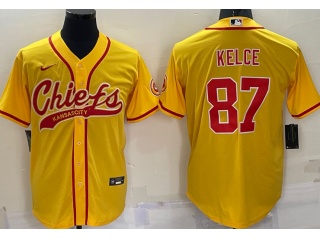 Kansas City Chiefs #87 Travis Kelce Baseball Jersey Yellow