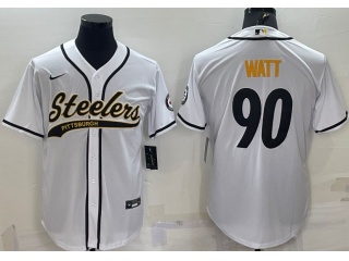 Pittsburgh Steelers #90 T.J. Watt Baseball Jersey White