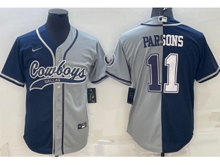 Dallas Cowboys #11 Micah Parsons Baseball Jersey Blue Grey