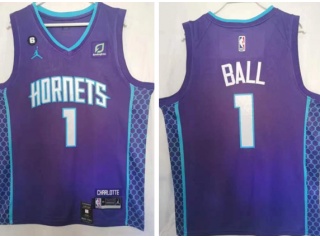 Jordan Charlotte Hornets #1 Lamelo Ball  Jersey Purple
