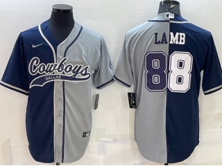 Dallas Cowboys #88 CeeDee Lamb Split Baseball Jersey Blue Grey