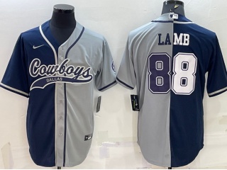 Dallas Cowboys #88 CeeDee Lamb Split Baseball Jersey Blue Grey 
